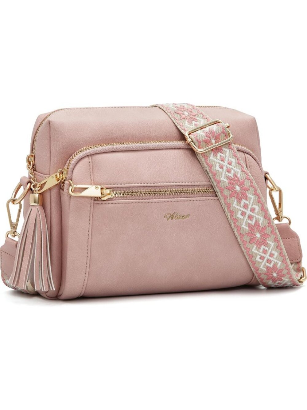 Womens Pink Zipper Vegan Leather Purses Stylish Designer Pockets Crossbody Bags